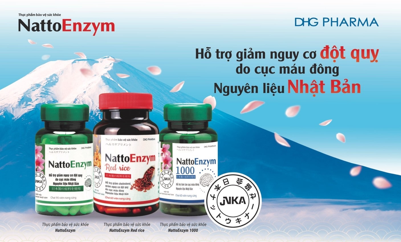 NattoEnzym DHG - Ngăn ngừa và phòng chống đột quỵ đạt chuẩn chất lượng Nhật Bản - Bộ ba sản phẩm NattoEnzym hỗ trợ giảm nguy cơ đột quỵ hiệu quả